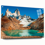 Acrylic print of a large abstract depiction of an Argentine landscape in earthy tones.