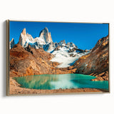 Framed canvas wall art featuring a vintage-style landscape painting of an Argentine scenery in muted earth tones.