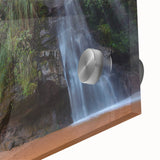 Large abstract wall art of a Bolivian landscape in muted earth tones on acrylic glass, ideal for dining room ambiance.