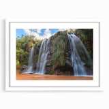 Abstract art print of a Bolivian landscape in muted earth tones on a white framed poster.
