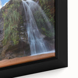 Extra large framed canvas featuring a textured depiction of a Bolivian landscape in black with colorful accents.