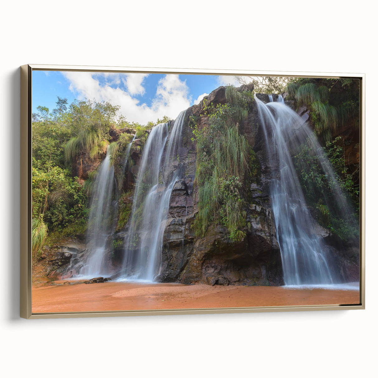 Framed canvas featuring a vintage-style Bolivian landscape in muted gold and black tones, ideal for bedroom wall art.