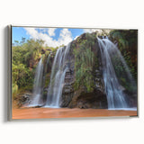 Landscape art painting of a Bolivian scene in vibrant colors on a framed canvas, ideal for enhancing living room décor.