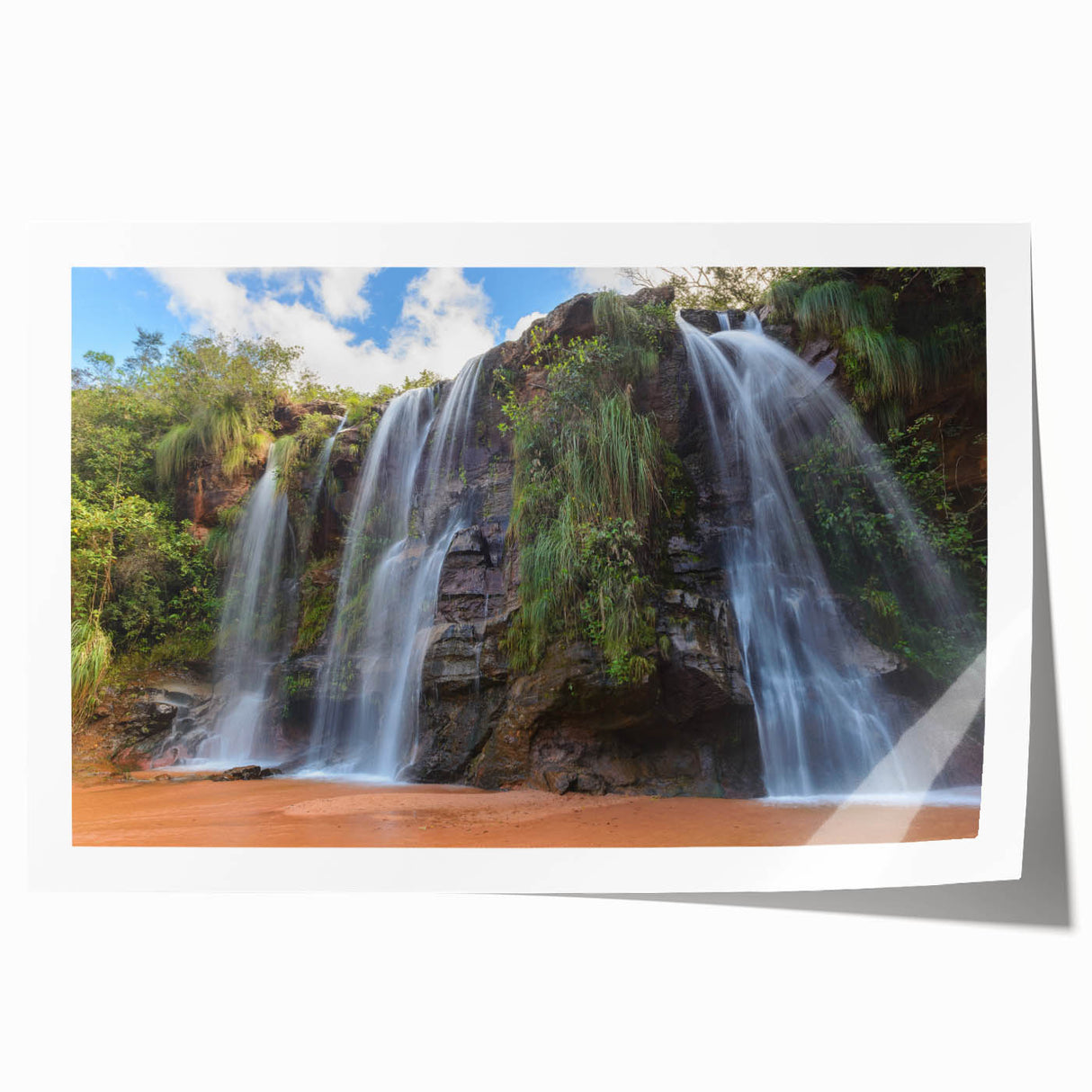 Extra large rolled print of a Bolivian landscape featuring lush greenery and mountains, ideal for dining room decor.