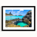 Extra large framed abstract art print featuring a colorful, textured depiction of a South American scenery.
