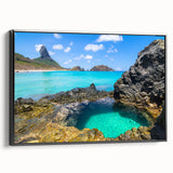 Black and white framed canvas of a vintage-style Brazilian landscape, ideal for bedroom wall art.