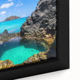 Extra large framed canvas featuring a textured depiction of a Brazilian landscape in vibrant colors.