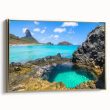 Framed canvas depicting a vintage-style Brazilian landscape in muted gold and black tones, ideal for bedroom wall art.