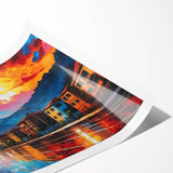 Extra large rolled print featuring line art flowers in muted earth tones, ideal for large living room wall decor.