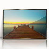 Mid-century modernist art depicting Alabama scenery on a framed acrylic print with silver tones.