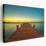 Side view of a stretched canvas featuring a serene Alabama landscape in soft green and blue tones.