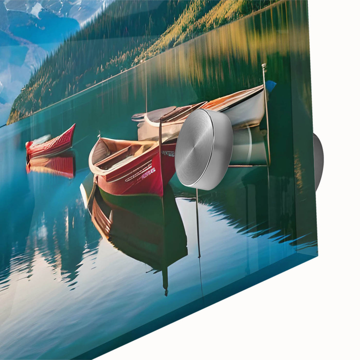 Large abstract depiction of Alaskan scenery in muted earth tones on acrylic glass, suitable for dining room art.
