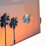 Large abstract wall art of San Diego skyline in muted blue and gray tones on acrylic glass, ideal for dining room ambiance.