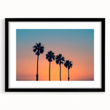 Extra large abstract art print of colorful, textured San Diego scenery on a black framed canvas, ideal for living room decor.