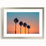 Textured abstract art print depicting San Diego scenery in cool blue tones, framed in silver, ideal for bedroom decor.