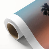 Art deco poster of San Diego skyline in pastel shades on rolled canvas, suitable for nursery wall art.