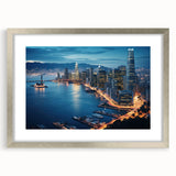 Textured abstract art print of San Francisco skyline in muted gray and blue tones, framed in silver.