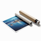Extra large rolled print of San Francisco scenery in muted earth tones, ideal for classy bathroom wall art.
