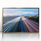 Mid-century modernist acrylic print of Connecticut scenery in gold frame, ideal for nursery wall art.