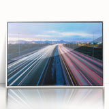 Art deco poster featuring Connecticut scenery in muted blues and greens on a framed acrylic.