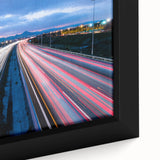 Extra large framed canvas featuring a textured depiction of a Connecticut landscape in black with colorful accents.