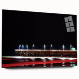 Abstract Daytona scenery in muted blue and green on acrylic glass, ideal for bedroom or dining room art.