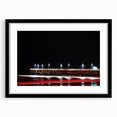 Extra large abstract art print featuring a colorful, textured depiction of Daytona scenery on a black framed canvas.