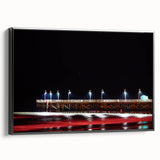 Black and white framed canvas of Daytona landscape in a vintage poster style, ideal for bedroom wall decor.