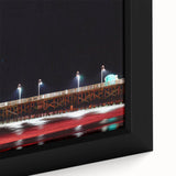Extra large framed canvas of Daytona scenery in black with colorful, textured art details, suitable for living room decor.