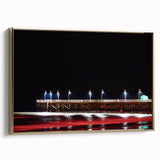 Framed canvas landscape painting of Daytona with muted gold and black tones, ideal for bedroom wall art.