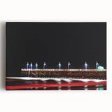 Black and white photographic print of Daytona Beach on stretched canvas, ideal for kitchen wall art.