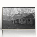 Mid-century modernist art depicting Delaware scenery in muted blue and green tones on a framed acrylic print.