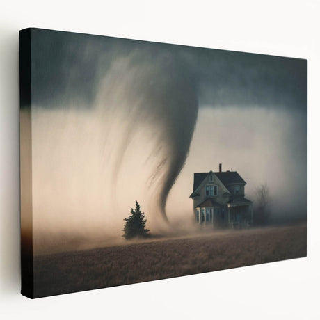 Large canvas print of a Kansas landscape in muted earth tones, suitable for kitchen wall art.