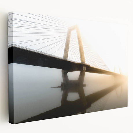 Large art depicting a serene Kentucky landscape in muted green and blue tones on stretched canvas.