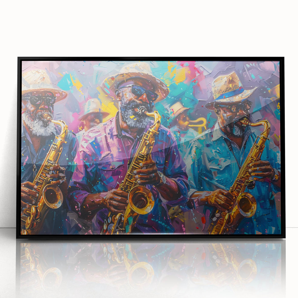 Large abstract wall art depicting a stylized New Orleans skyline in muted gray and black tones on a framed acrylic panel.