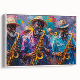 Vintage poster art of New Orleans in colorful hues on extra-large framed canvas, ideal for living room decor.