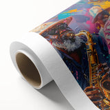 Art deco poster of New Orleans scenery in muted earth tones on rolled canvas.