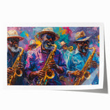 Rolled print of New Orleans landscape in muted green and blue hues, suitable as art wall dining room decor.