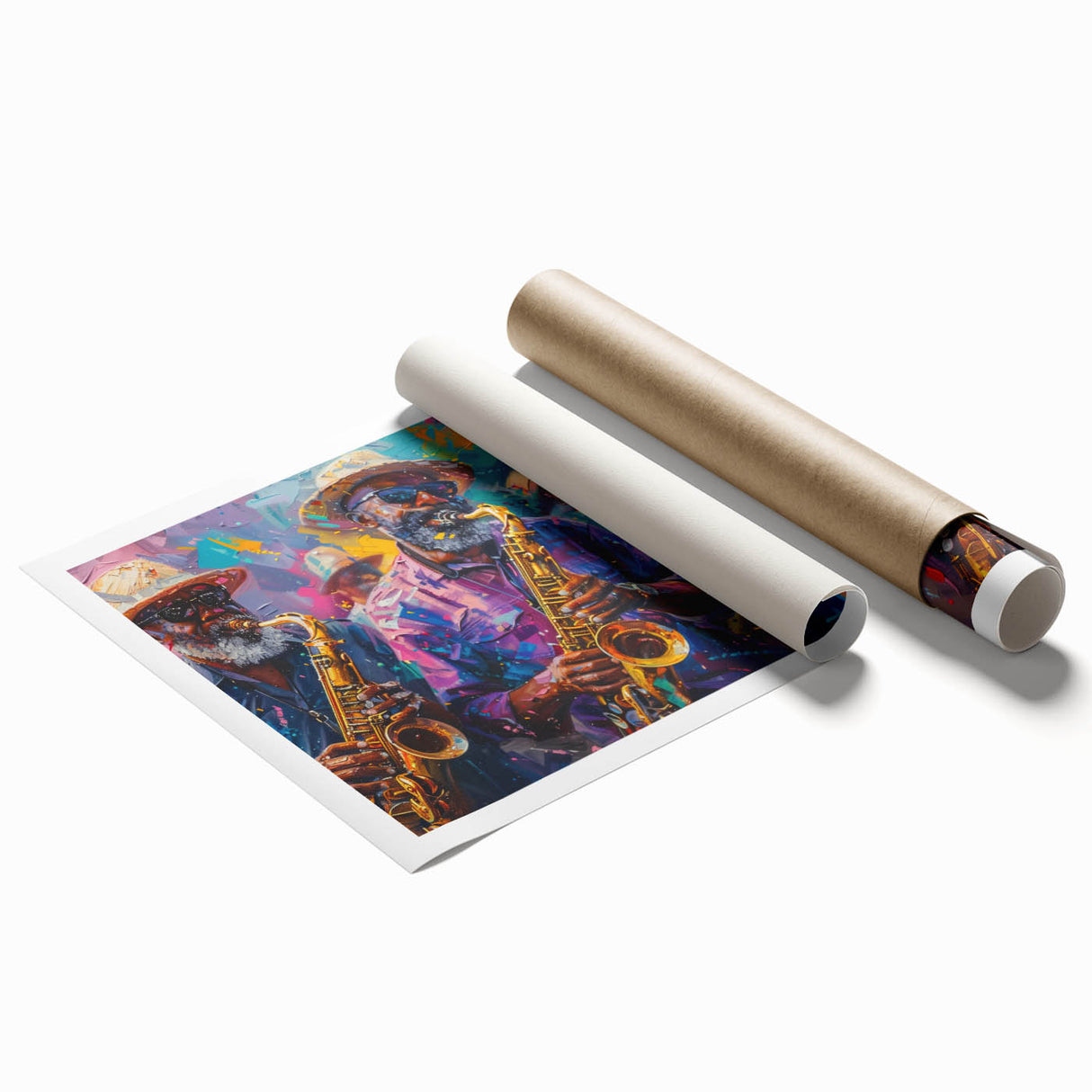 Extra large rolled print of New Orleans scenery with floral motifs in pastel shades, suited for classy bathroom wall art.
