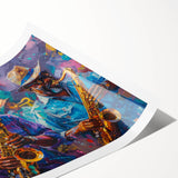 Extra large wall art featuring line art flowers in muted earth tones on a rolled print, suitable for large living room decor.