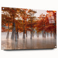 Large abstract depiction of Louisiana scenery in muted greens and blues on acrylic glass.