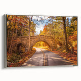 Framed canvas depicting Acadia, Maine landscape in muted earth tones, suitable as wall art for bedroom.