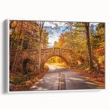Vintage poster art of Acadia, Maine, featuring a colorful palette on a large framed canvas, ideal for living room decor.