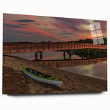 Acrylic print of a serene Maine landscape in muted blues and greens, suitable as large bedroom or dining room art.