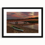 Abstract art print of a vivid Maine landscape in textured colors on a large framed canvas, suitable for living room decor.