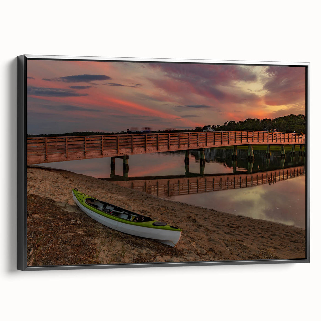 Black and white landscape art painting of Maine scenery on framed canvas, ideal for bedroom wall art.