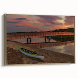 Framed canvas depicting a vintage-style Maine landscape in muted earth tones, ideal for bedroom wall art.