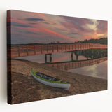 Scenic Maine landscape on a large stretched canvas, featuring muted earth tones, ideal for kitchen wall art.