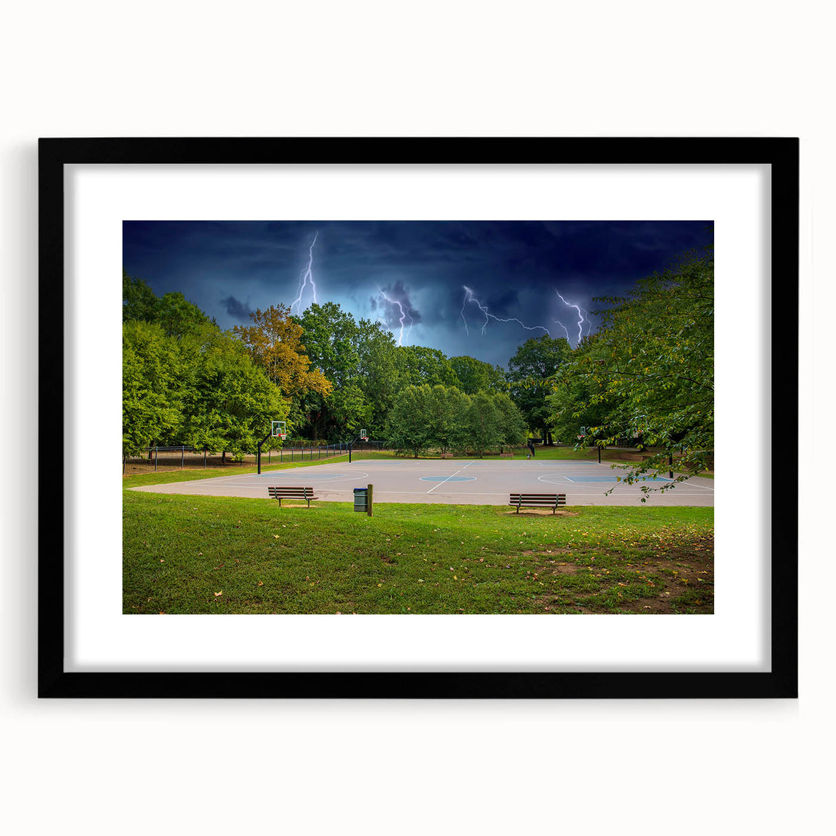 Abstract art print of Charlotte skyline in vibrant, colorful hues on a large framed canvas, ideal for living room decor.
