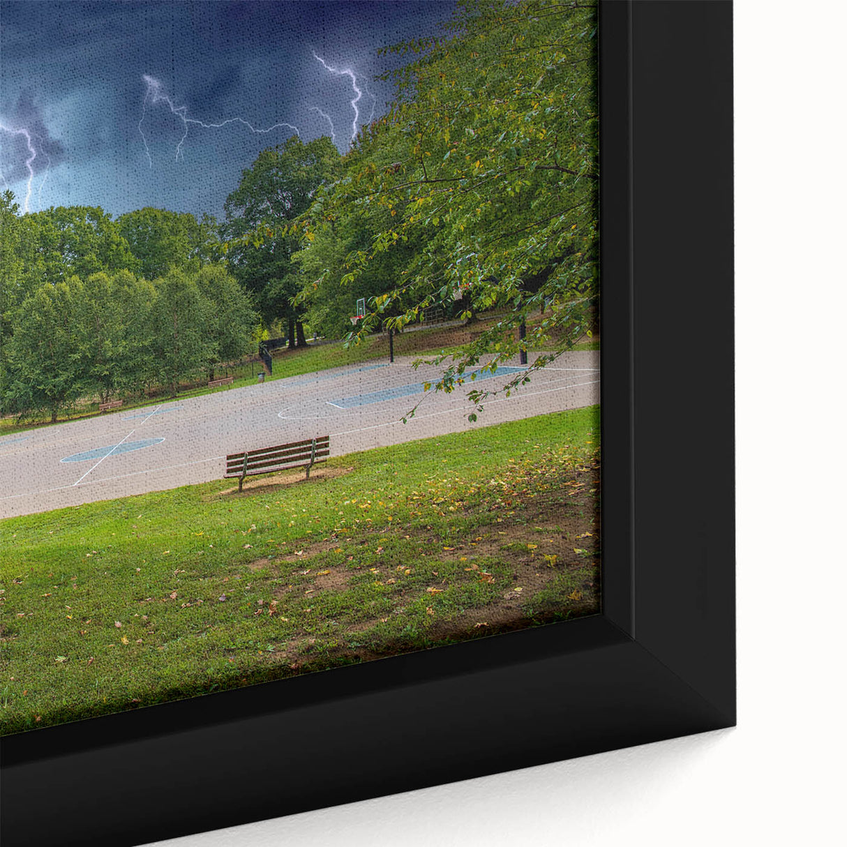 Black wall art of Charlotte skyline with textured, colorful accents on a large framed canvas, suitable for living room decor.
